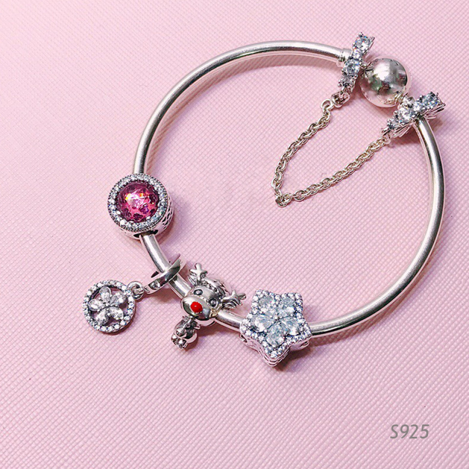 925 Silver Bracelet Five Beads Bracelet